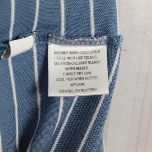 Greg Norman For Tasso Elba Five Iron Blue Striped Golf Polo Collared Shirt Large - Picture 6 of 8